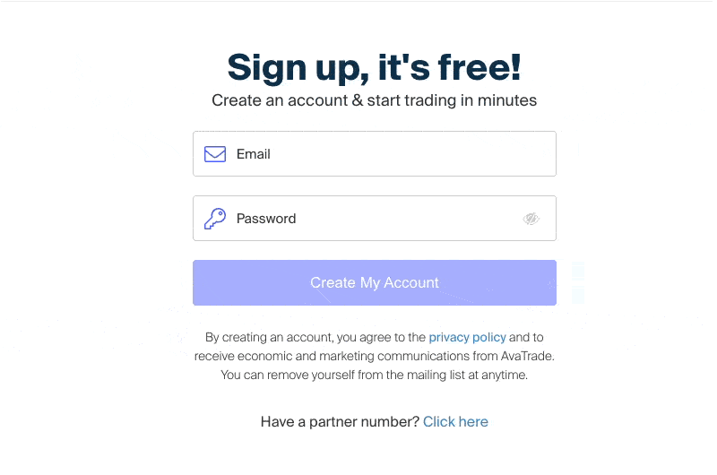 How to enter AvaTrade partner code 128979 during registration