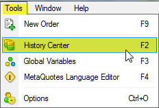 MetaTrader4 Historic data history center