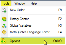 MetaTrader4 Historic data options menu